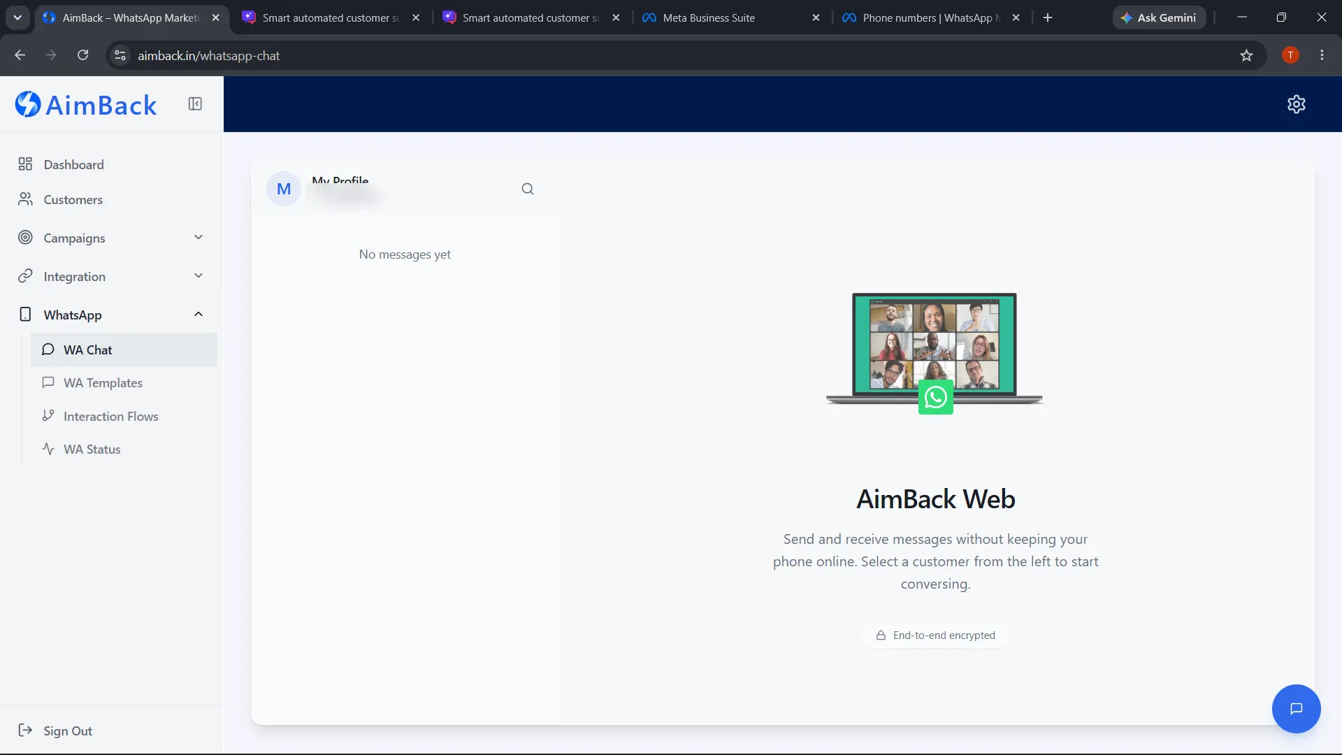 AimBack - Step 16: WA Chat ready