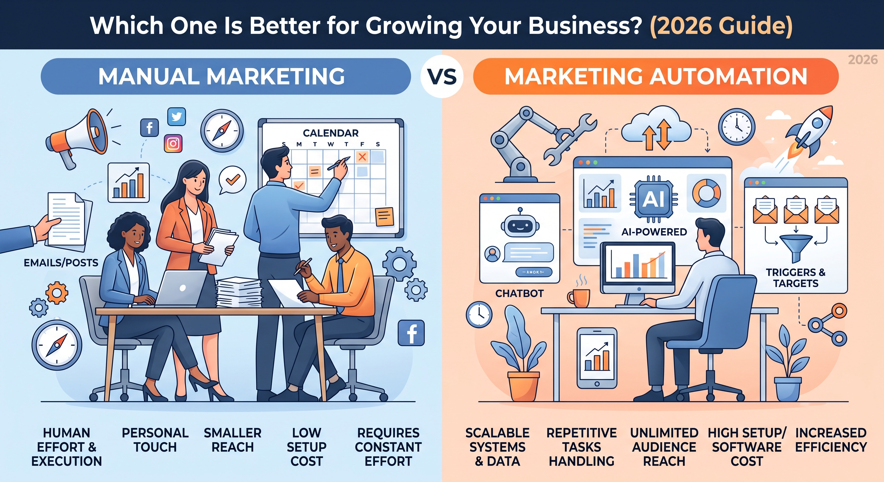 Manual Marketing vs Marketing Automation: Which One Is Better for Growing Your Business? (2026 Guide)